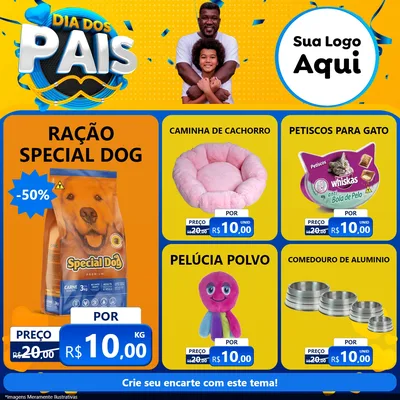 Modelo de Rede Social para Feed Facebook com o tema Dia dos Pais para Pet Shop