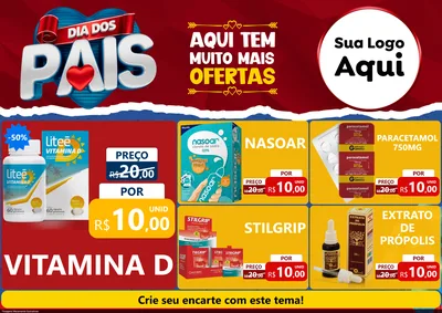 Modelo de Encarte para Encarte A4 Horizontal com o tema Dia dos Pais para Farmácia