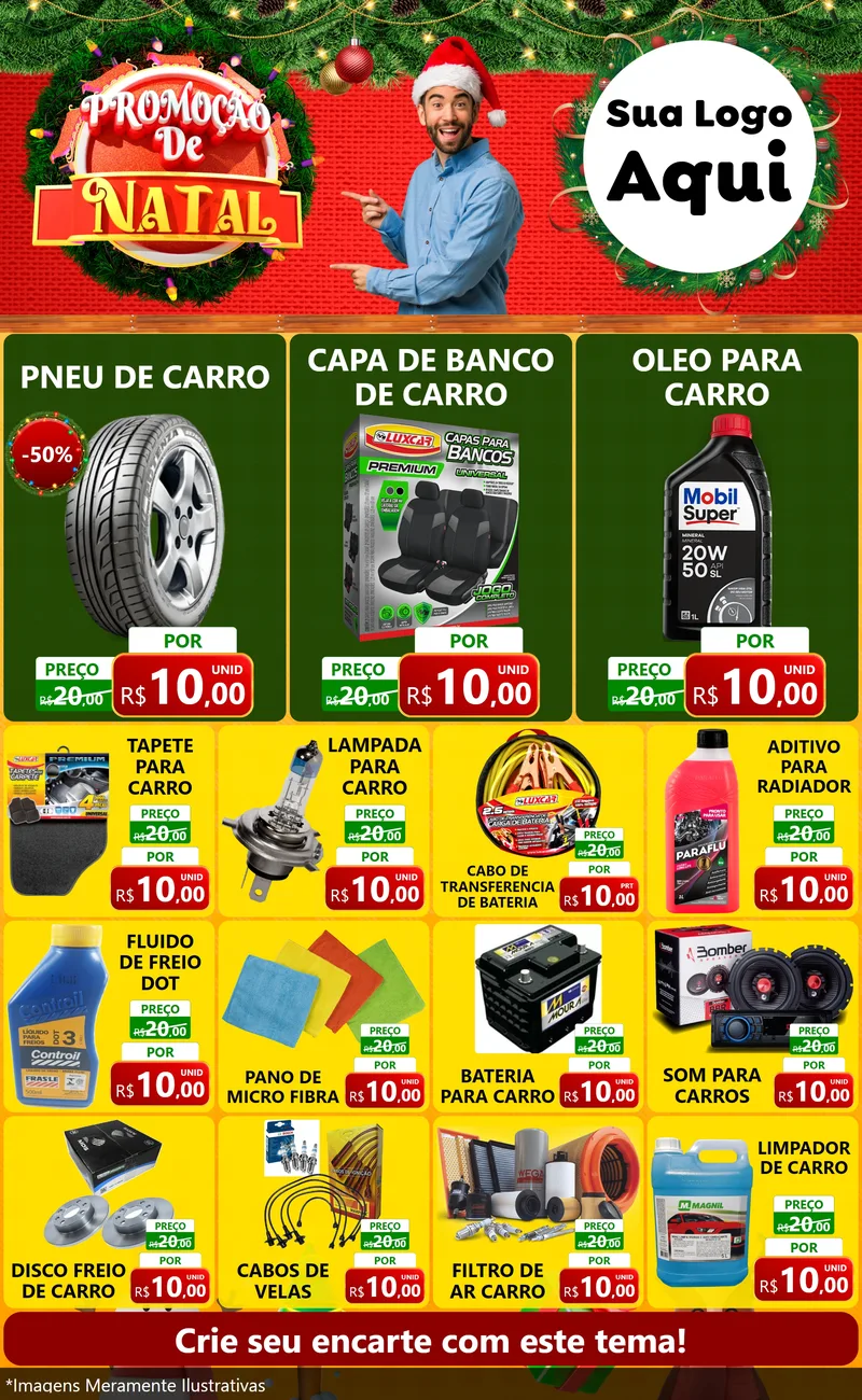 Modelo de Encarte para Encarte Grande com o tema Promoção de Natal para Auto peças