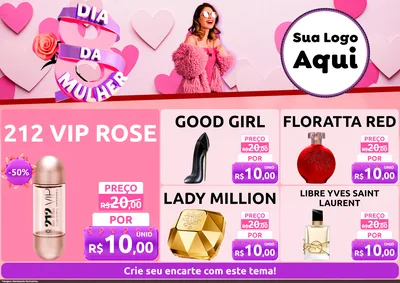 Modelo de Encarte para Encarte A4 Horizontal com o tema Dia da Mulher para Perfumes