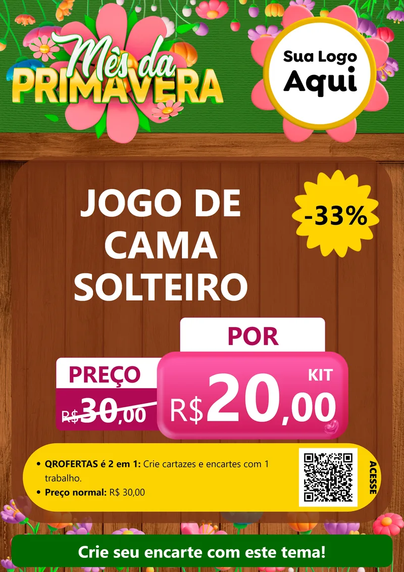 Modelo de Cartaz para Cartaz A4 Vertical com o tema Mês da Primavera para Cama, Mesa e Banho