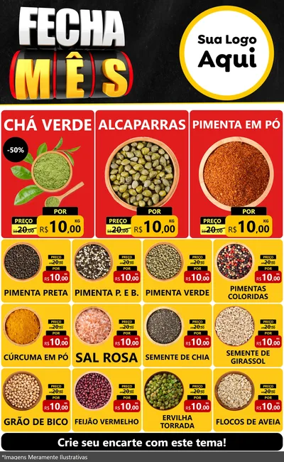 Modelo de Encarte para Encarte Grande com o tema Fecha Mês para Produtos Naturais