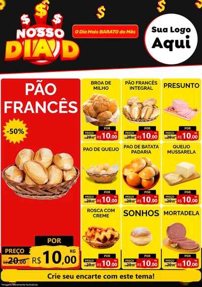 Modelo de Encarte para Encarte A4 Vertical com o tema Nosso Dia D para Padaria