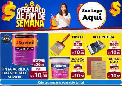 Modelo de Encarte para Encarte A4 Horizontal com o tema Ofertaço de Fim de Semana para Tintas e Ferramentas