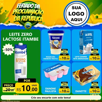 Modelo de Rede Social para Feed Facebook com o tema Feriado da Proclamação da República para Frios e Laticínios