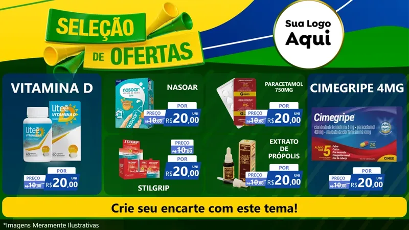 Modelo de TV para TV Horizontal com o tema Seleção de Ofertas - Copa para Farmácia