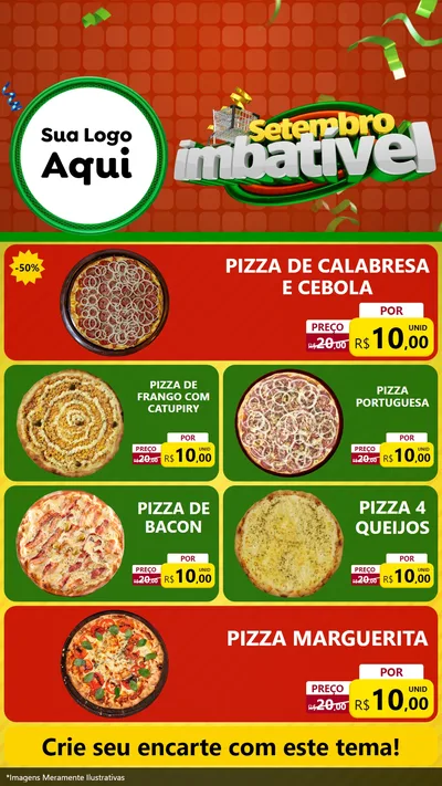 Modelo de TV para TV Vertical com o tema Setembro Imbatível para Pizzaria