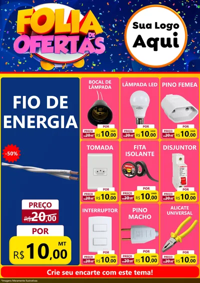 Modelo de Encarte para Encarte A4 Vertical com o tema Folia de Ofertas para Materiais Elétricos