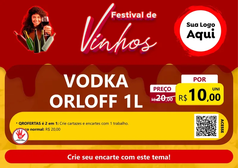 Modelo de Cartaz para Cartaz A4 Horizontal com o tema Festival de Vinhos para Distribuidora de bebidas