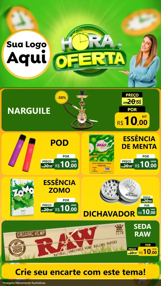 Modelo de TV para TV Vertical com o tema Hora da Oferta para Tabacaria