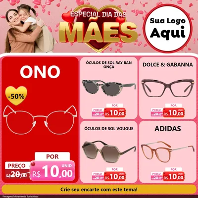 Modelo de Rede Social para Feed Facebook com o tema Especial Dia Das Mães para Óticas