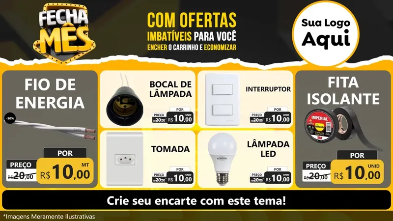 Modelo de TV para TV Horizontal com o tema Fecha Mês para Materiais Elétricos