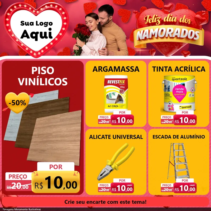 Modelo de Rede Social para Feed Facebook com o tema Feliz Dia Dos Namorados para Material para Construção