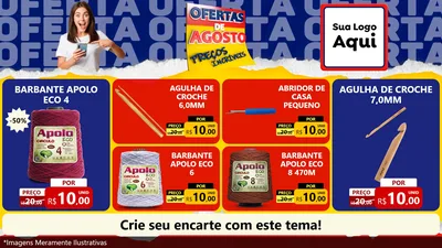 Modelo de TV para TV Horizontal com o tema Ofertas de Agosto - Preços Incríveis para Armarinho e Aviamentos