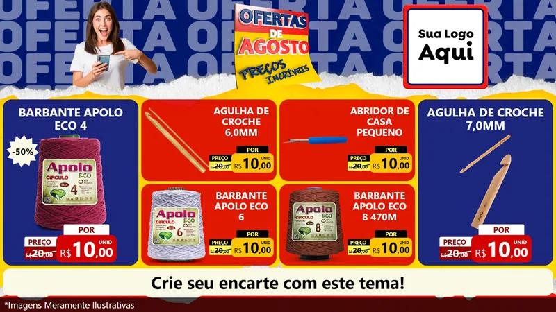 Modelo de TV para TV Horizontal com o tema Ofertas de Agosto - Preços Incríveis para Armarinho e Aviamentos