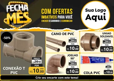 Modelo de Encarte para Encarte A4 Horizontal com o tema Fecha Mês para Tubos e conexões