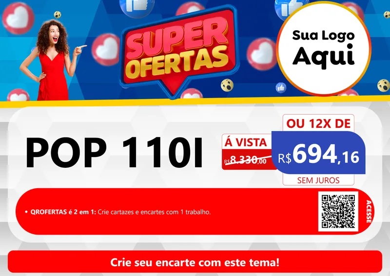 Modelo de Cartaz para Cartaz A4 Horizontal com o tema Super Ofertas para Concessionaria de Motos