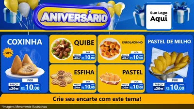 Modelo de TV para TV Horizontal com o tema Aniversário para Salgadaria