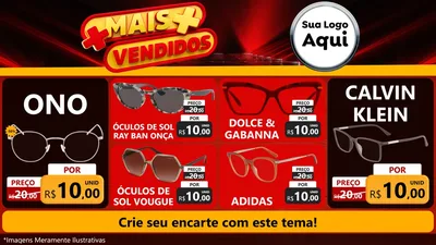 Modelo de TV para TV Horizontal com o tema Mais Vendidos para Óticas