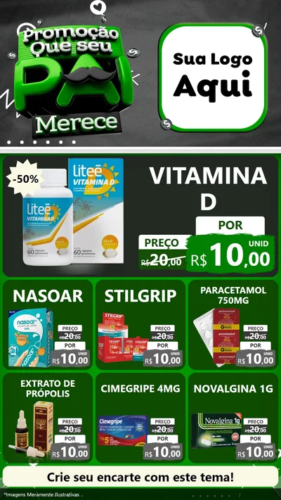 Modelo de Rede Social para Stories com o tema Promoção Que seu Pai Merece para Farmácia