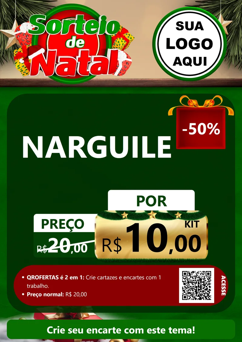Modelo de Cartaz para Cartaz A4 Vertical com o tema Sorteio de Natal para Tabacaria