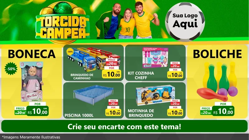 Modelo de TV para TV Horizontal com o tema Torcida Campeã - Copa para Brinquedos