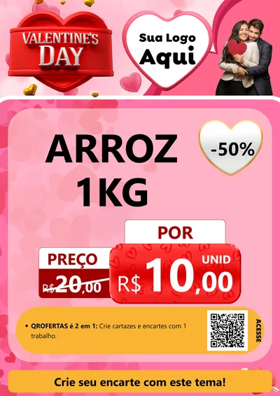 Modelo de Cartaz para Cartaz A4 Vertical com o tema Valentine's Day para Supermercado