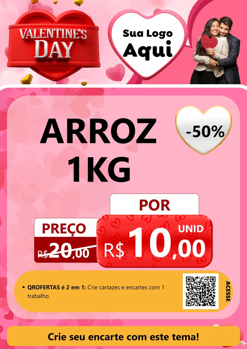 Modelo de Cartaz para Cartaz A4 Vertical com o tema Valentine's Day para Supermercado