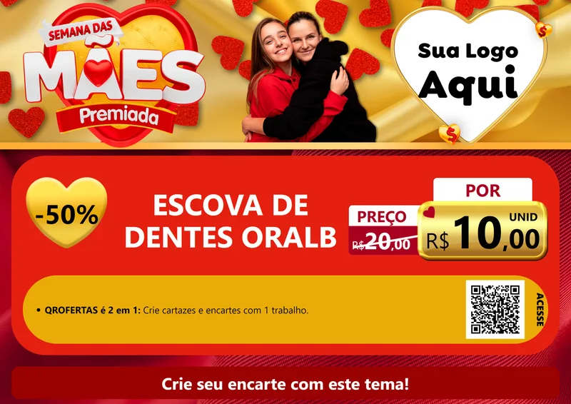 Modelo de Cartaz para Cartaz A4 Horizontal com o tema Semana das Mães Premiada para Higiene Pessoal