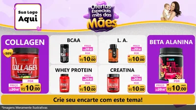Modelo de TV para TV Horizontal com o tema Ofertas Especiais - Mês das Mães para Suplementos alimentares