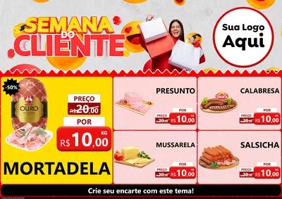 Modelo de Encarte para Encarte A4 Horizontal com o tema Semana do Cliente para Frios e Laticínios