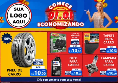 Modelo de Encarte para Encarte A4 Horizontal com o tema Comece 1º de Janeiro Economizando para Auto peças
