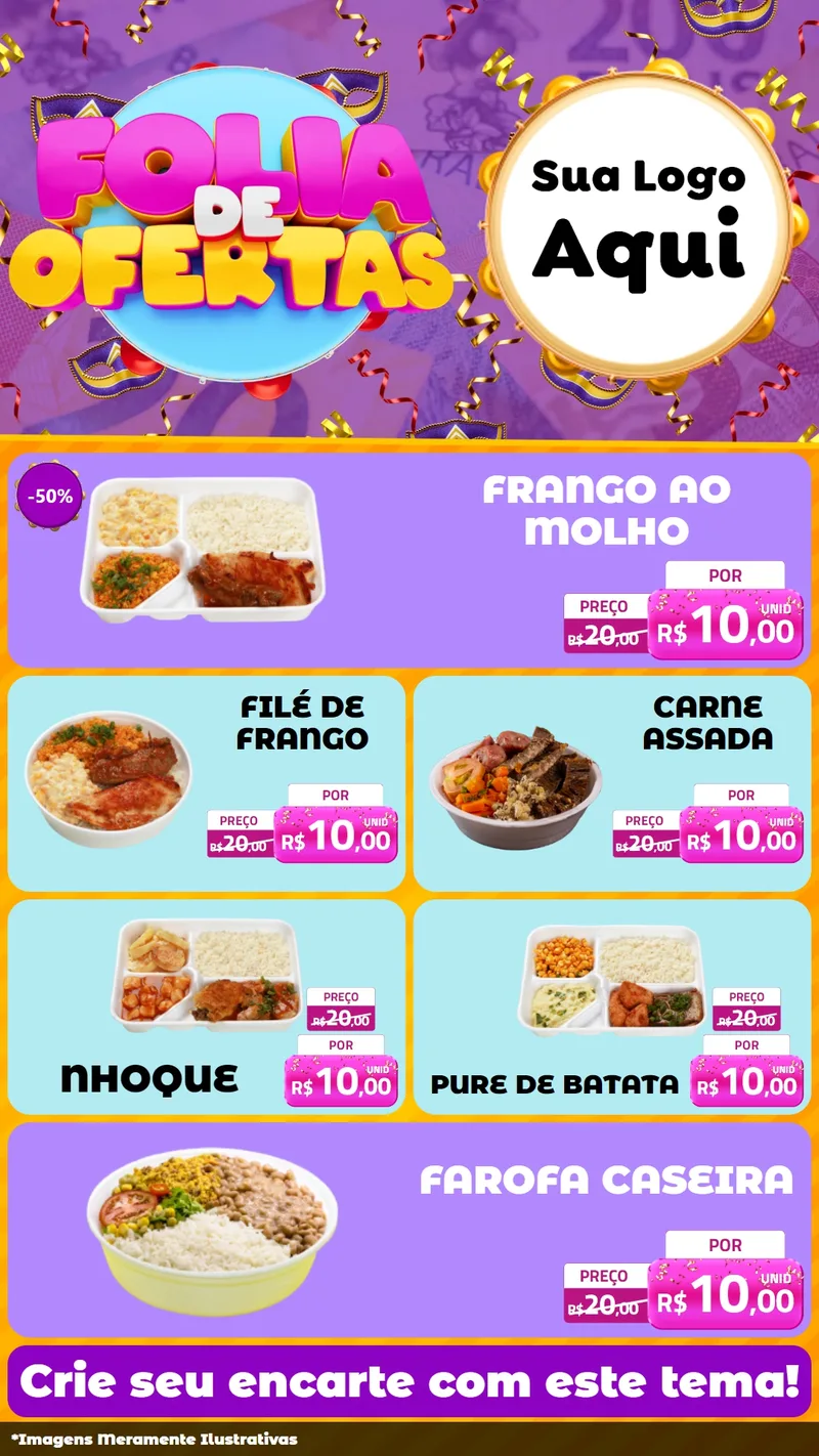 Modelo de TV para TV Vertical com o tema Folia de Ofertas para Restaurante