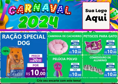 Modelo de Encarte para Encarte A4 Horizontal com o tema Carnaval 2027 para Pet Shop