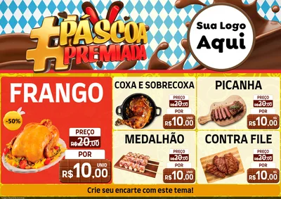 Modelo de Encarte para Encarte A4 Horizontal com o tema Páscoa Premiada para Assados