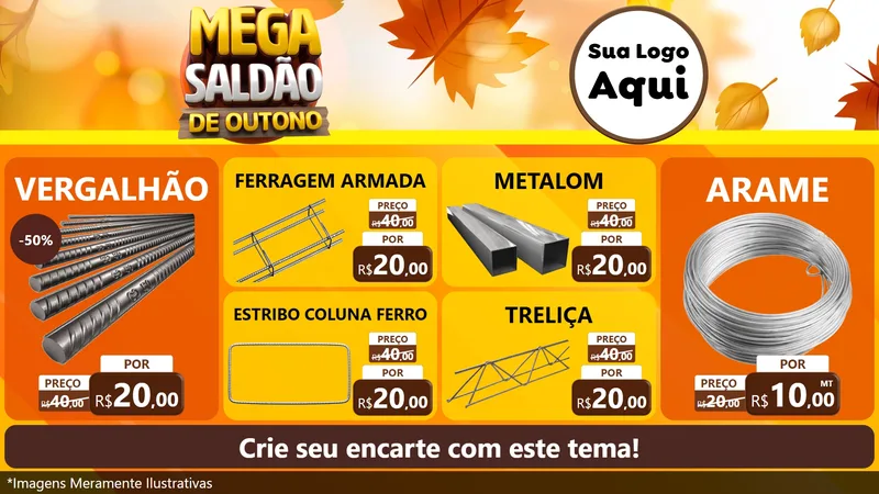 Modelo de TV para TV Horizontal com o tema Mega Saldão de Outono para Ferragens