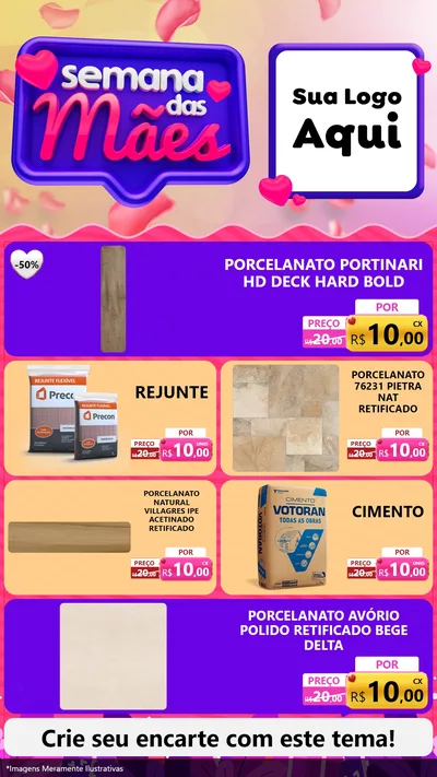 Modelo de TV para TV Vertical com o tema Semana das Mães para Pisos e revestimentos