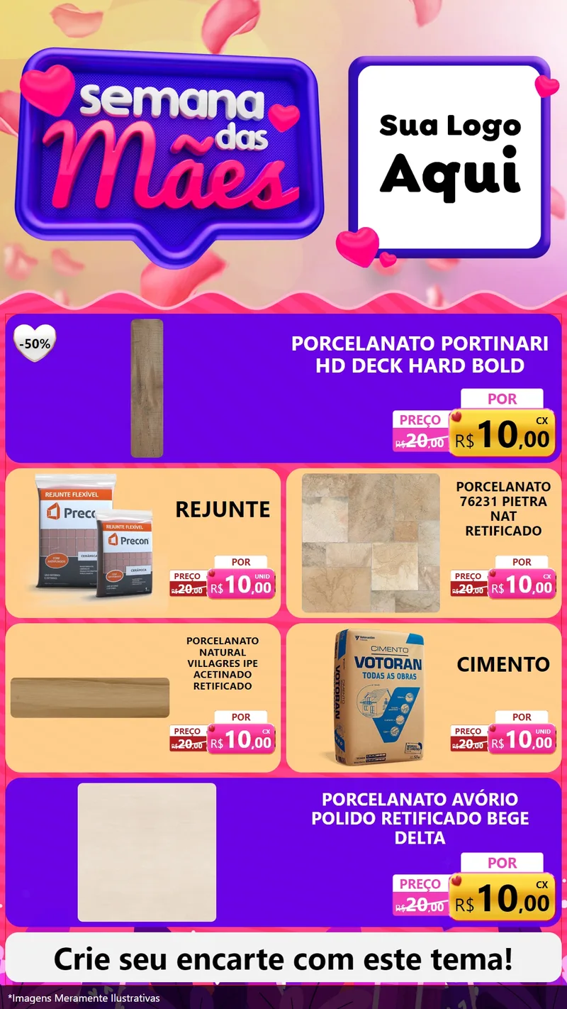 Modelo de TV para TV Vertical com o tema Semana das Mães para Pisos e revestimentos
