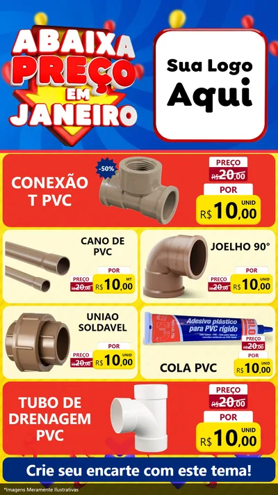 Modelo de TV para TV Vertical com o tema Abaixa Preço em Janeiro para Tubos e conexões