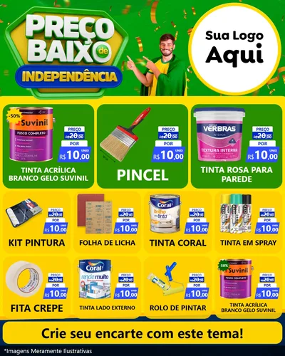 Modelo de Rede Social para Feed Instagram com o tema Preço Baixo de Independência para Tintas e Ferramentas