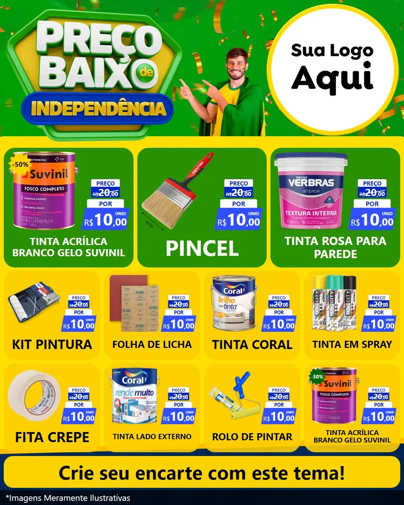 Modelo de Rede Social para Feed Instagram com o tema Preço Baixo de Independência para Tintas e Ferramentas