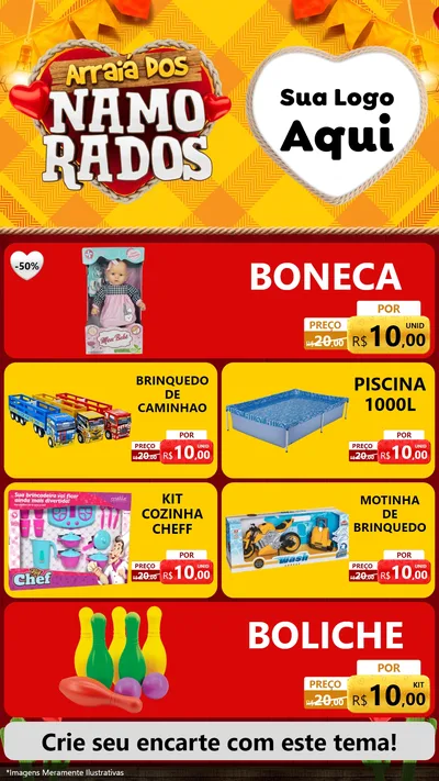 Modelo de TV para TV Vertical com o tema Arraiá dos Namorados para Brinquedos