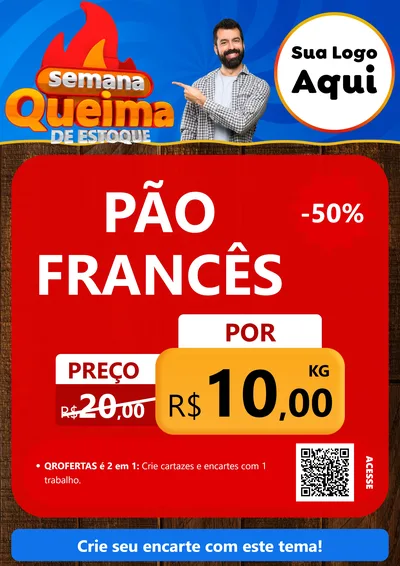 Modelo de Cartaz para Cartaz A4 Vertical com o tema Semana Queima de Estoque para Padaria