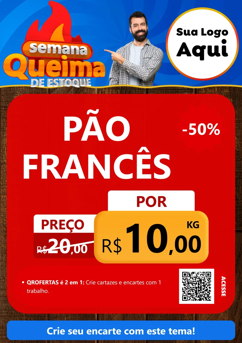Modelo de Cartaz para Cartaz A4 Vertical com o tema Semana Queima de Estoque para Padaria