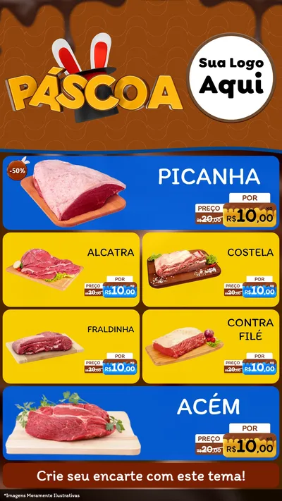 Modelo de TV para TV Vertical com o tema Páscoa para Açougue