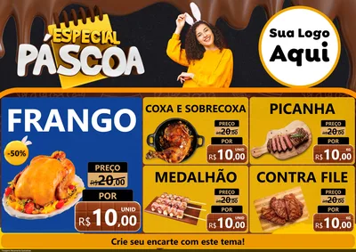 Modelo de Encarte para Encarte A4 Horizontal com o tema Especial Páscoa para Assados