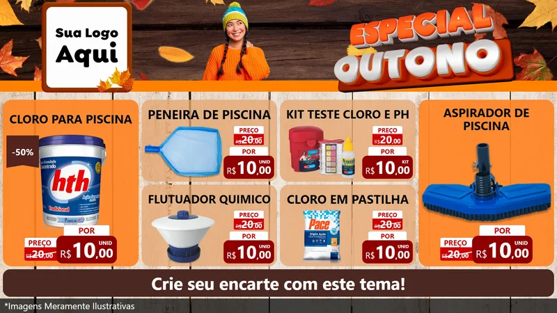 Modelo de TV para TV Horizontal com o tema Especial Outono para Produtos para Piscina
