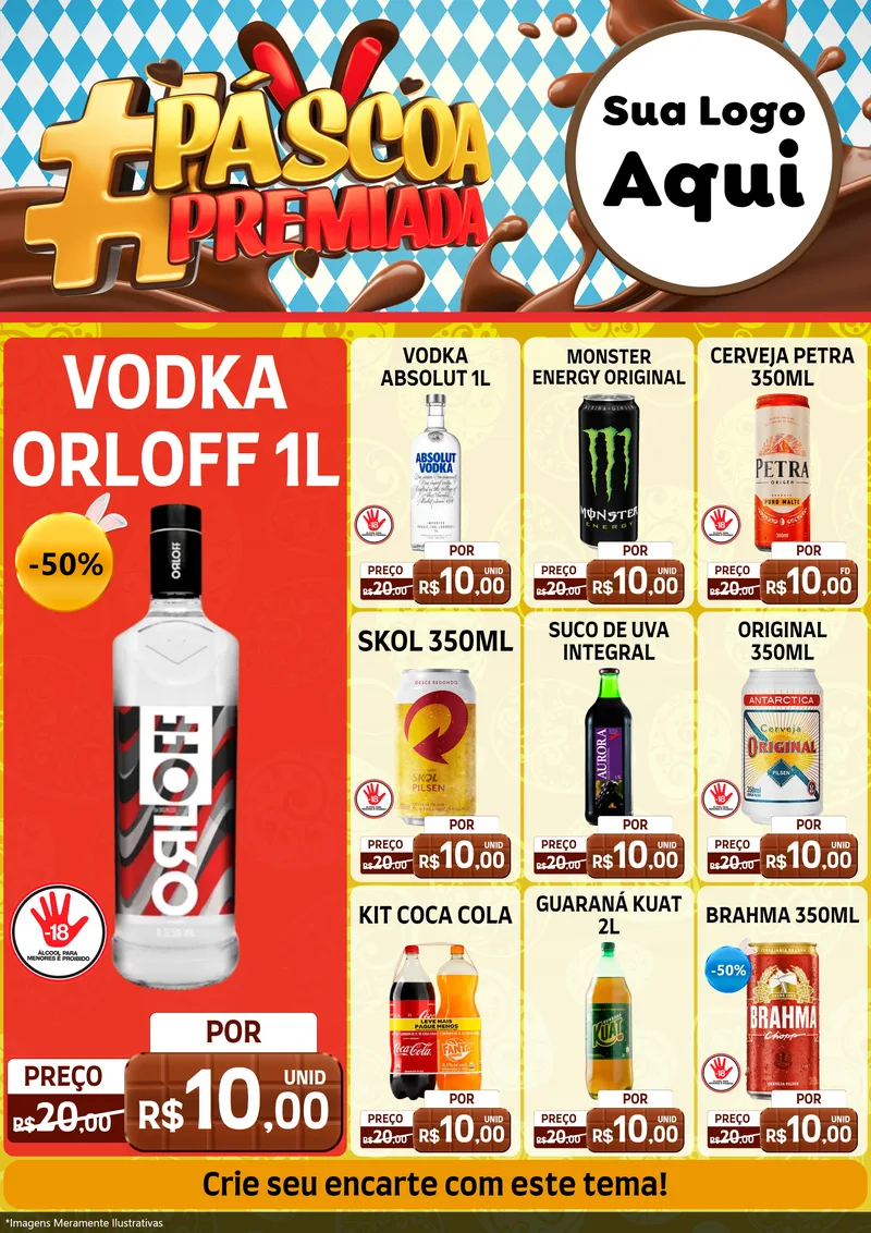 Modelo de Encarte para Encarte A4 Vertical com o tema Páscoa Premiada para Distribuidora de bebidas