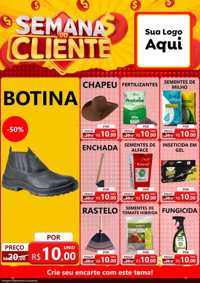 Modelo de Encarte para Encarte A4 Vertical com o tema Semana do Cliente para Agropecuária