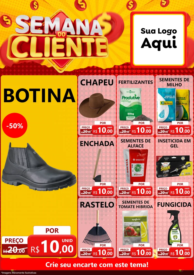Modelo de Encarte para Encarte A4 Vertical com o tema Semana do Cliente para Agropecuária